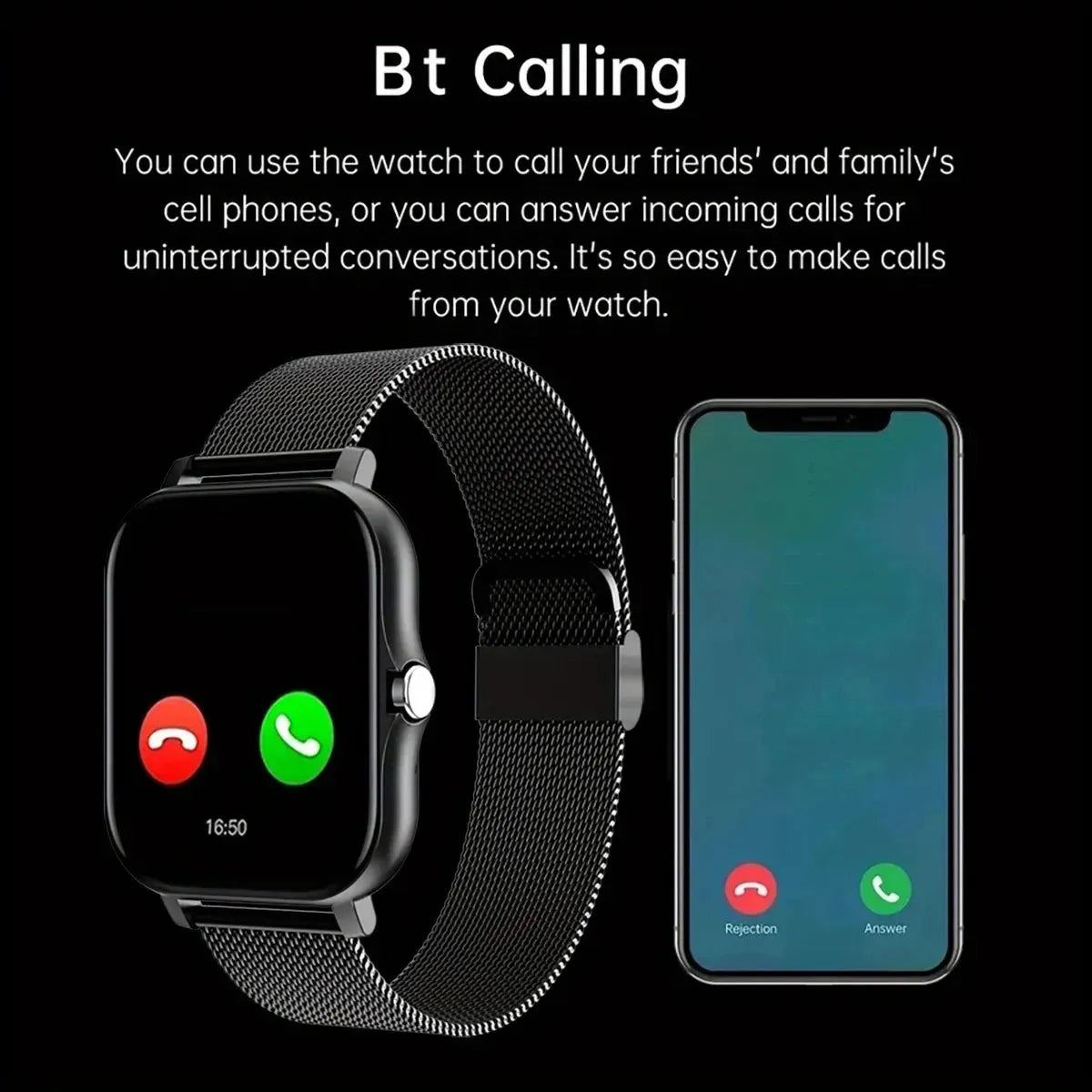 Smart Watch Men Touch Call Fitness Tracker Waterproof Smartwatch