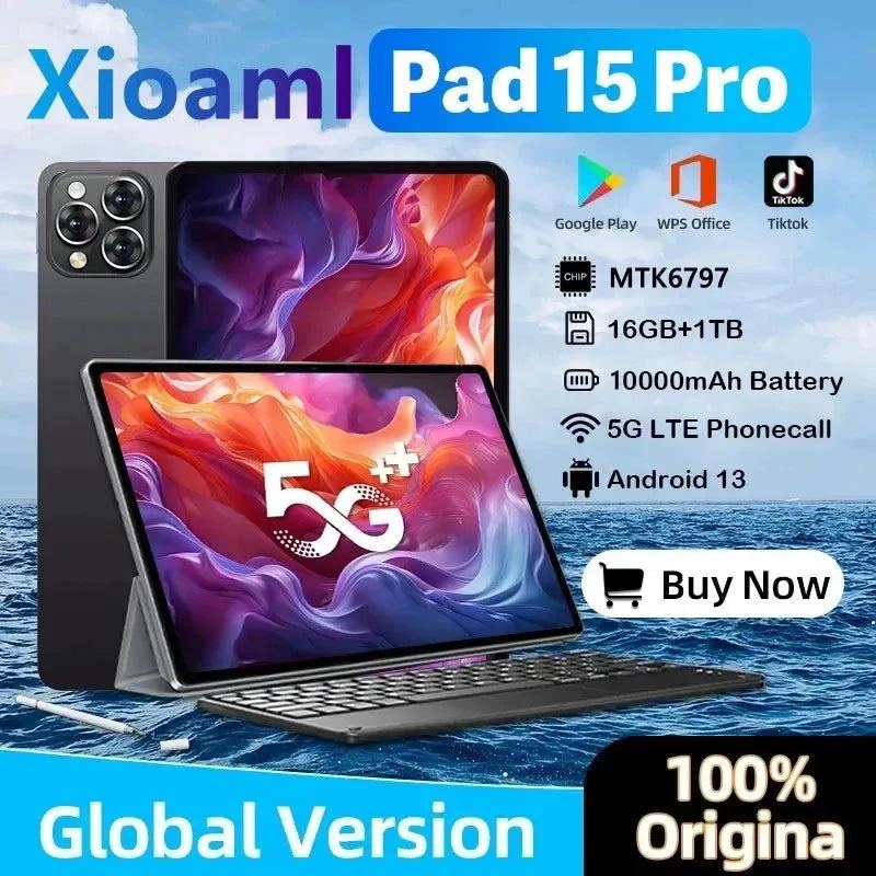 2024 NEW Original Pad 15 Pro Tablet Android13 11 Inch 16GB 1024GB 5G Dual SIM Phone Call GPS Bluetooth WiFi WPS Tablet PC