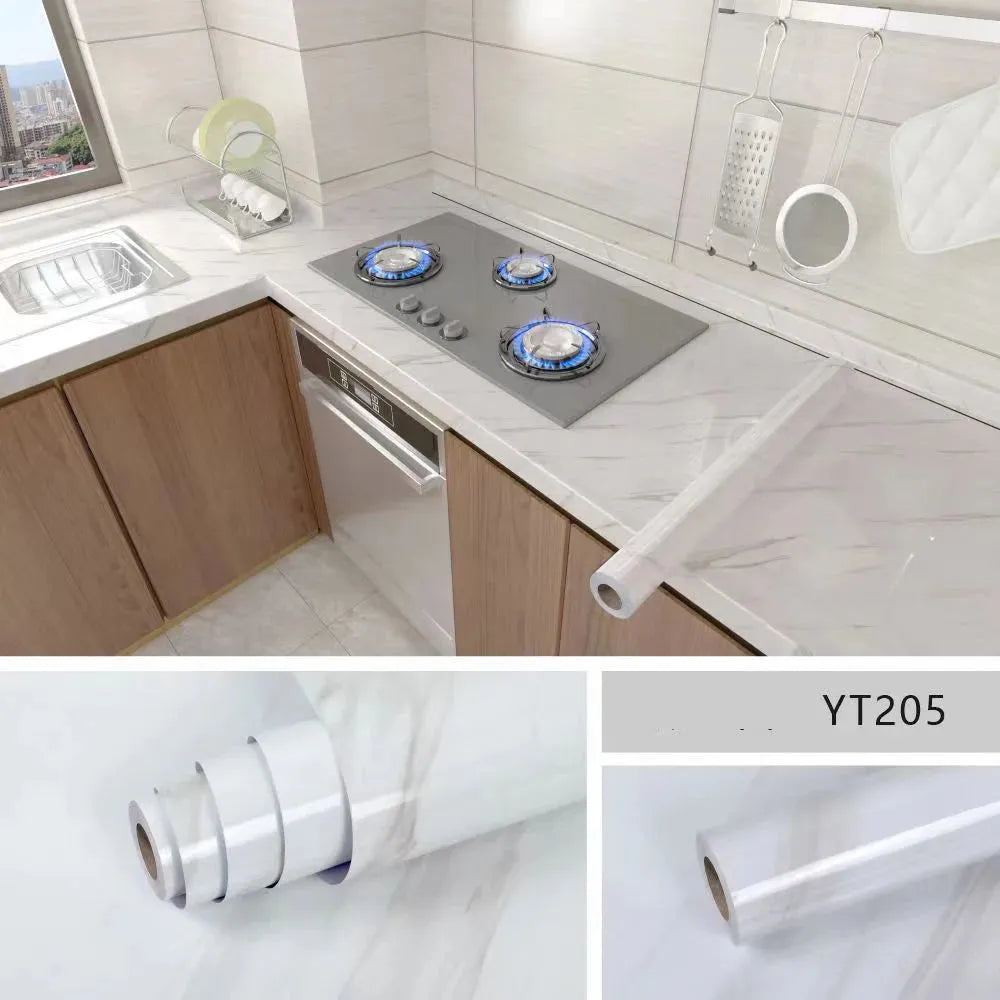 Kitchen Oil-Proof Film Stove Waterproof Moisture-Proof Wallpaper Countertop Self-Adhesiv Cabinet Renovation Tile Marble Sticker