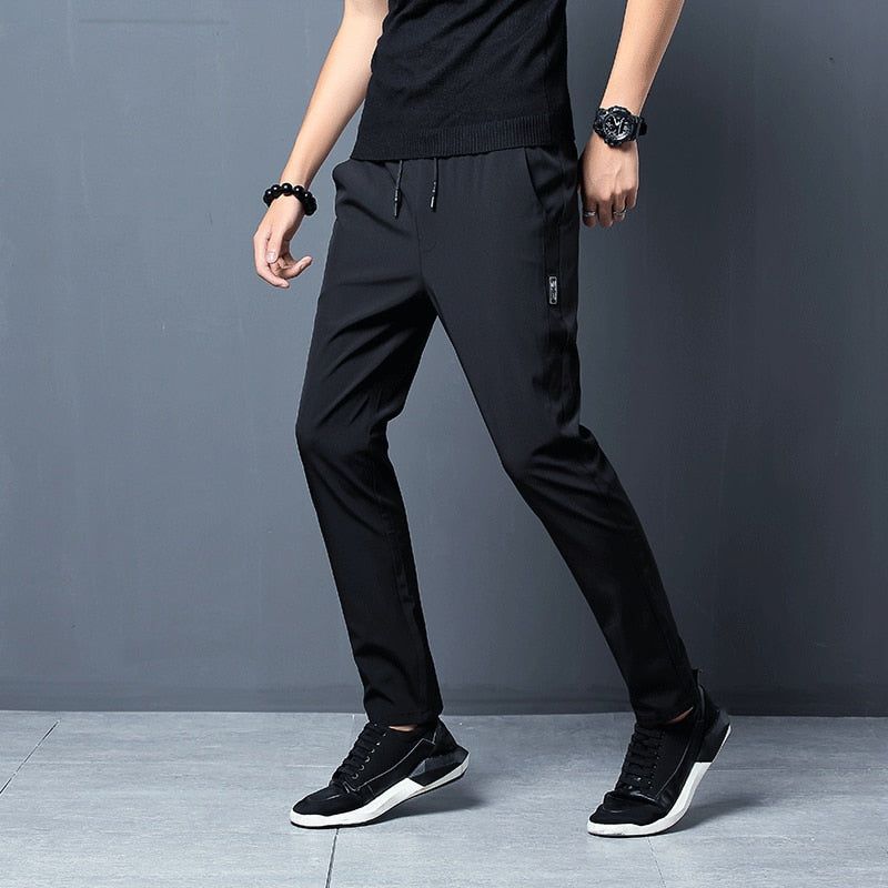 Men'S Fashion Casual Summer Thin Quick Drying Ice Silk Straight Pants Loose Sports