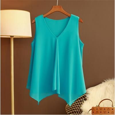 Women Chiffon Blouses Ladies Tops Loose Sleeveless V Neck Shirt Blusas Femininas Plus Size - Jointcorp