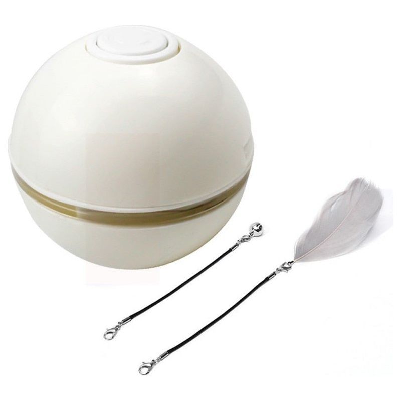 USB Intelligent Interactive Cat Toy Self Rotating Ball Automatic Rotation Ball Feather Toy LED Magic Roller Ball For Cat Dog Kid - Jointcorp