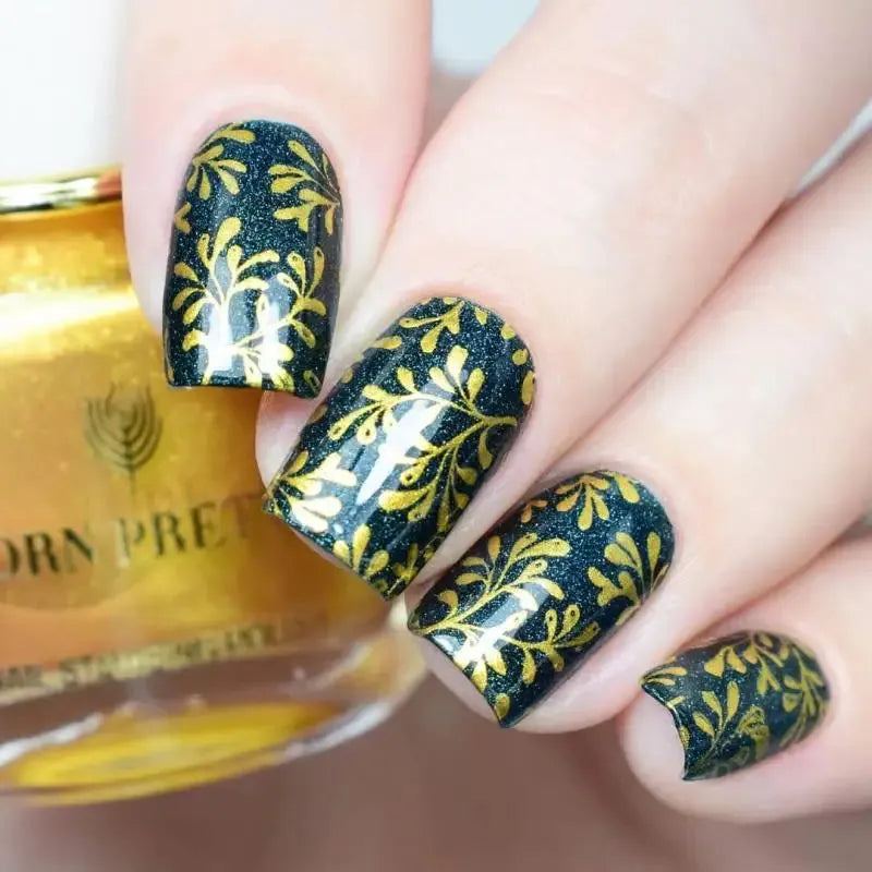 BORN PRETTY 2Pcs/Set 10ML Black White Nail Stamping Polish Varnish Gold Silver for Nail Art Plates Stamp Oil Stamping Series