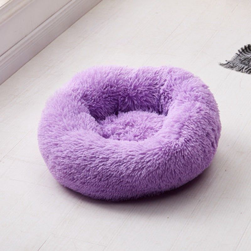 Cat Beds Round Comfy Calming Dog Bed For Cats Soothing Bed Dog Anti Anxiet House For Cat Fleece Marshmallow Cat Bed Cushion