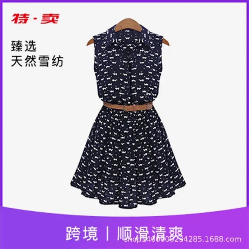 Dress Women Summer Manufacturer new cotton summer show thin sleeveless printed undertakes Dresses Casual Vestidos JUF0004