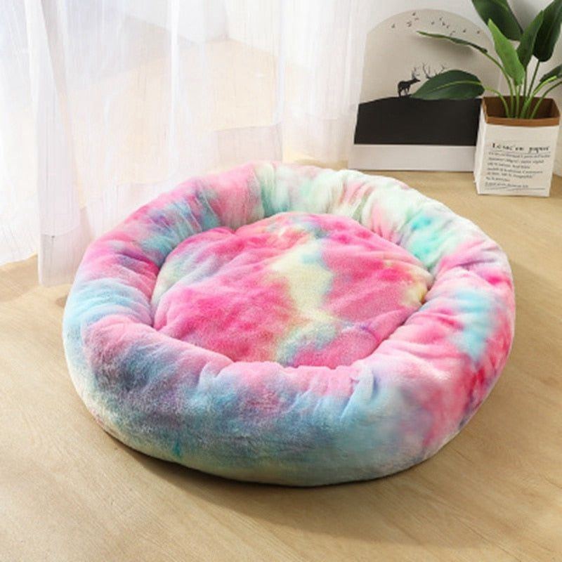 Cat Beds Round Comfy Calming Dog Bed For Cats Soothing Bed Dog Anti Anxiet House For Cat Fleece Marshmallow Cat Bed Cushion - Jointcorp