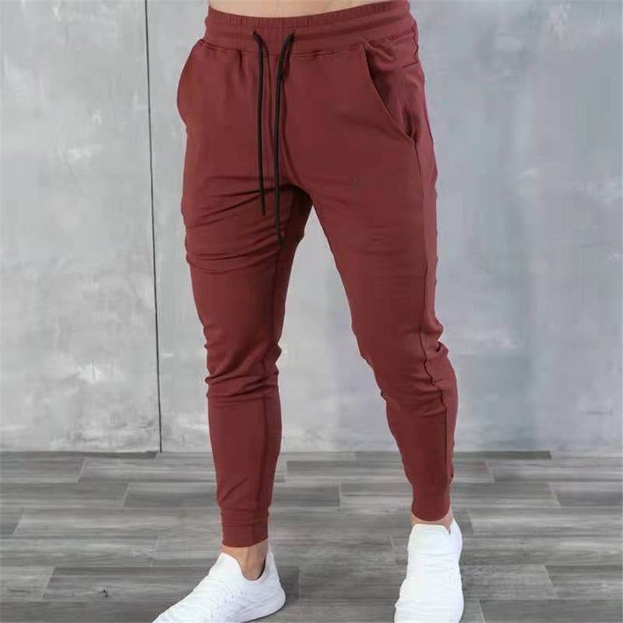 Stretch Tight Jogging Pants Men's Running Black Pure Cotton Gym Sports Men's Fashion Street Fitness Pants