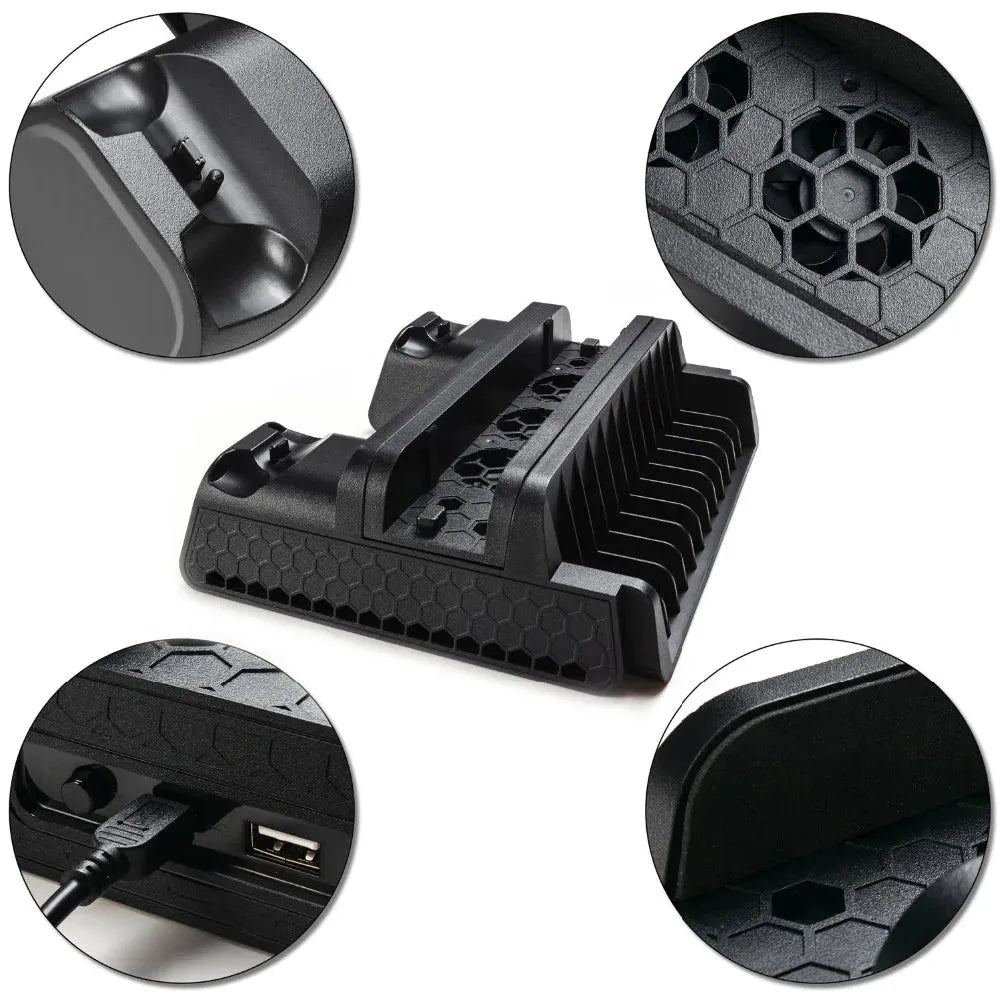 PS4/PS4 Slim/PS4 Pro Dual Controller Charger Console Vertical Cooling Stand Charging Station LED Fan For SONY Playstation 4/Pro