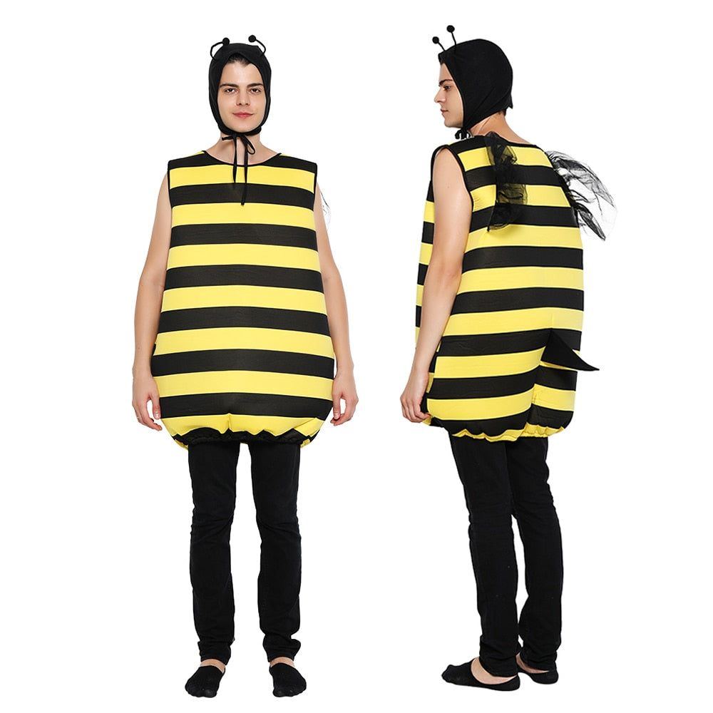 Reneecho Animal Costume Kids Bumble Bee Costume For Family Honey Bee Adult Cosplay Tunic Headpiece Suit Purim Carnival Costume