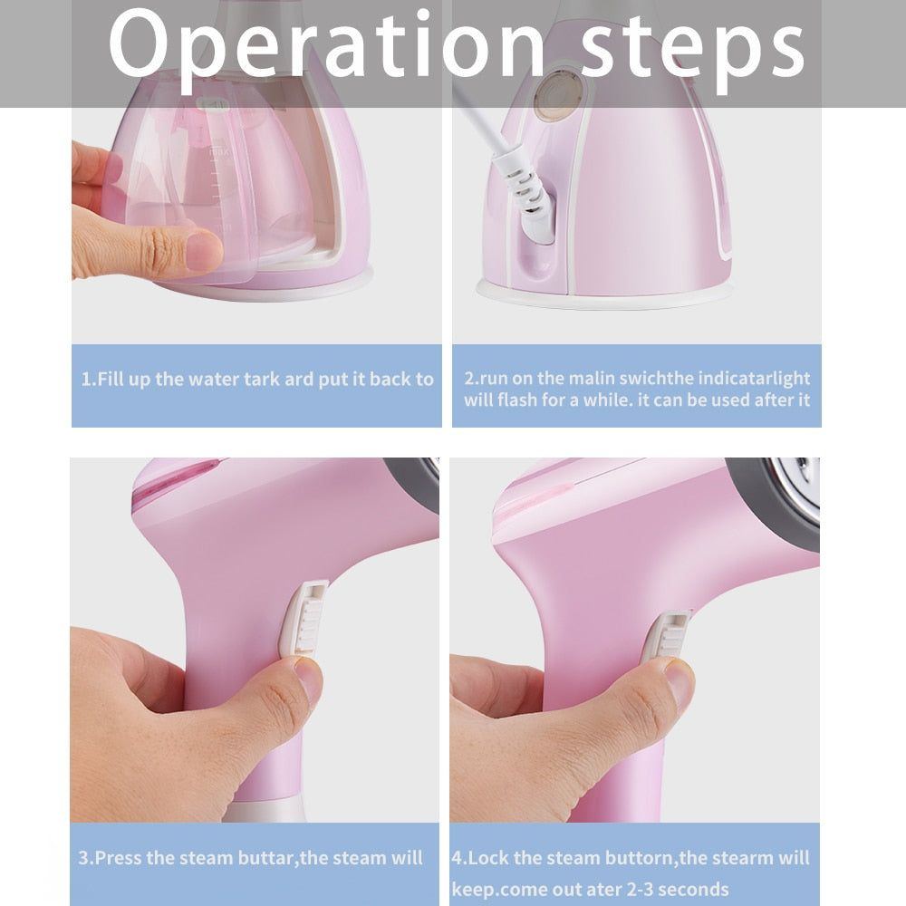 Handheld Garment Steamer 1500W Mini Portable Vertical Fast-Heat For Clothes Ironing