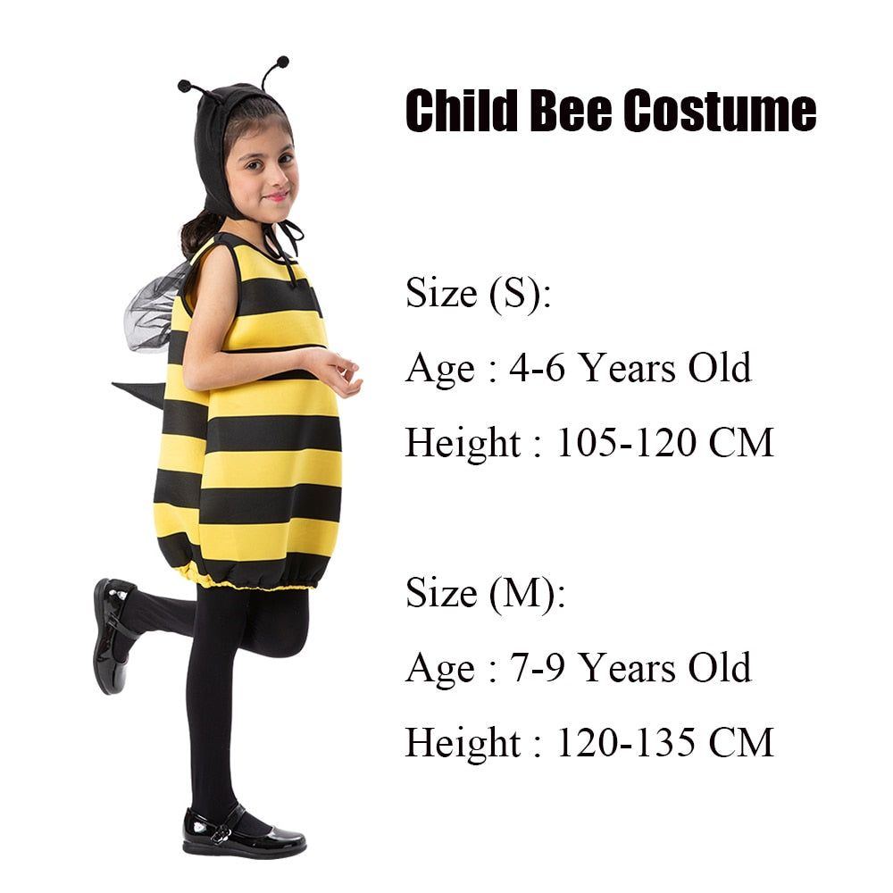 Reneecho Animal Costume Kids Bumble Bee Costume For Family Honey Bee Adult Cosplay Tunic Headpiece Suit Purim Carnival Costume