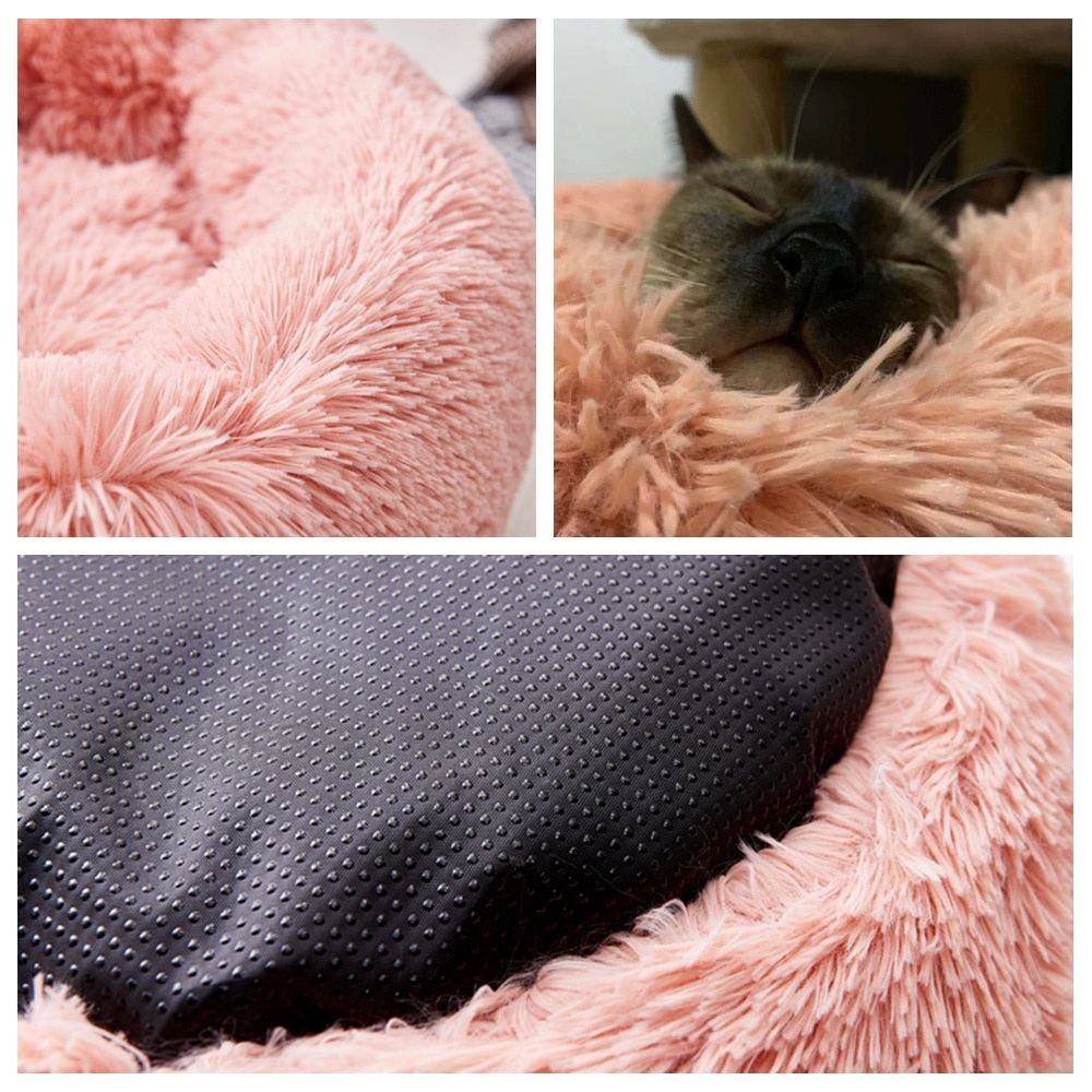 Cat Beds Round Comfy Calming Dog Bed For Cats Soothing Bed Dog Anti Anxiet House For Cat Fleece Marshmallow Cat Bed Cushion