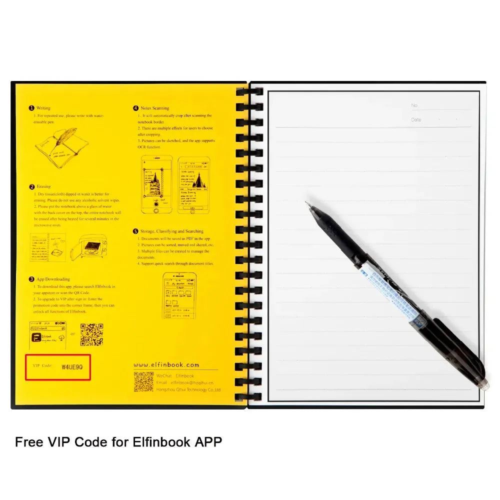 Erasable Notebook Paper Reusable Smart Wirebound Notebook Cloud Storage Flash Storage, App Connection