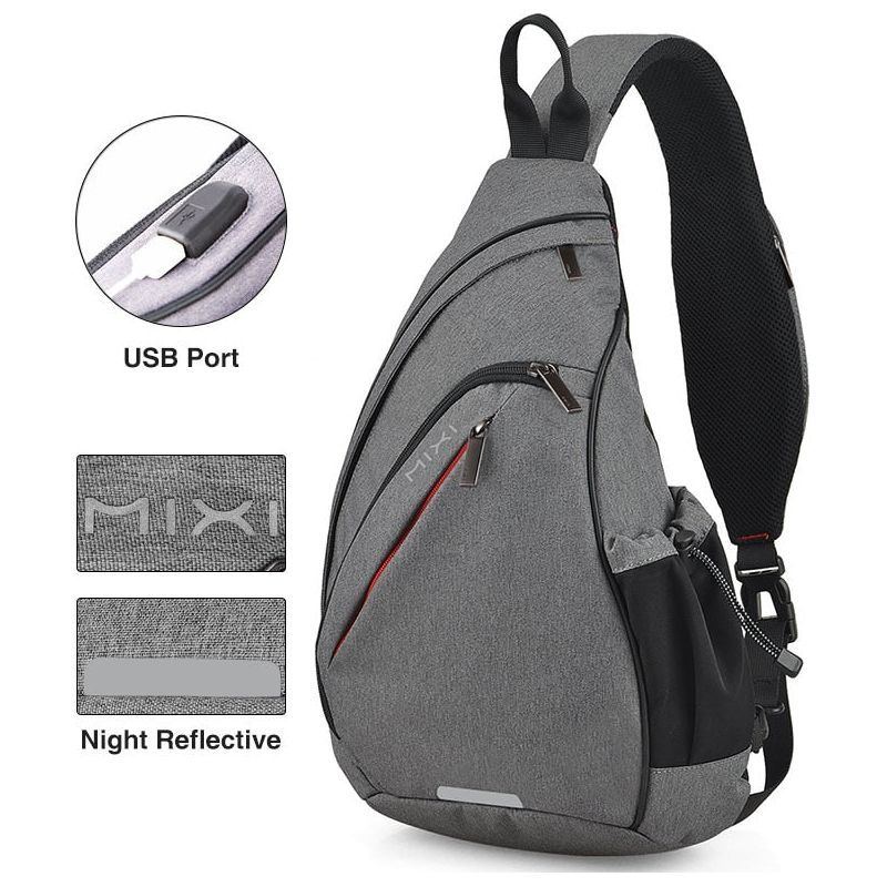 Mixi Men One Shoulder Backpack men Sling Bag Crossbody USB Boys Cycling Sports Travel Versatile Fashion Bag Student School - Jointcorp