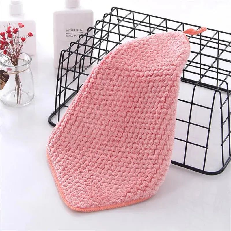 Pineapplet Coral Fleece Kitchen Towel Strong Absorption Pineapple Coral Velvet Washing Room Handkerchief Hand Towel 25x25cm