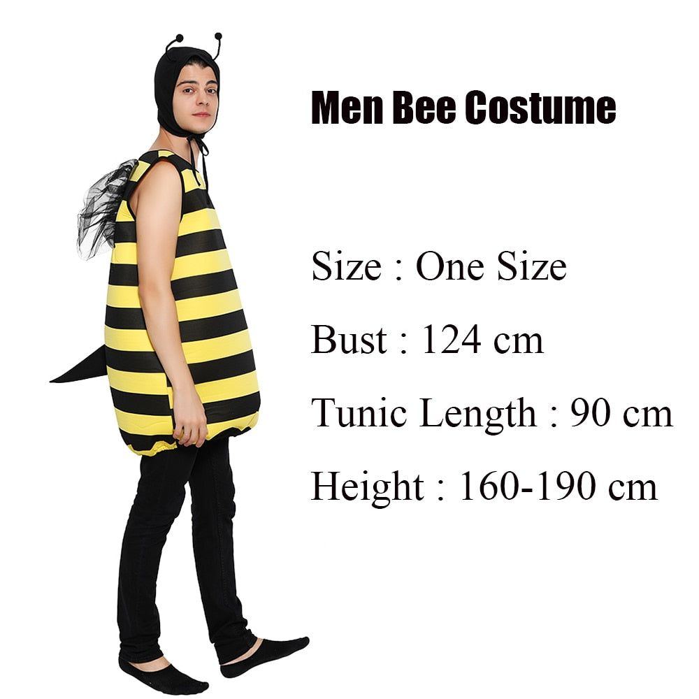 Reneecho Animal Costume Kids Bumble Bee Costume For Family Honey Bee Adult Cosplay Tunic Headpiece Suit Purim Carnival Costume