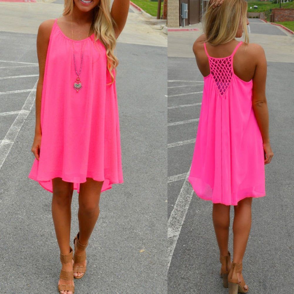 Women beach dress fluorescence female summer dress chiffon voile women dress plus size - Jointcorp
