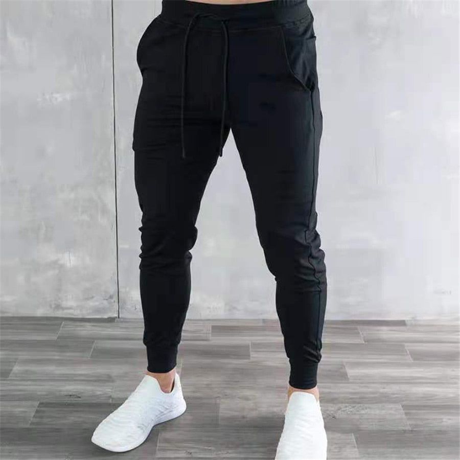Stretch Tight Jogging Pants Men's Running Black Pure Cotton Gym Sports Men's Fashion Street Fitness Pants - Jointcorp