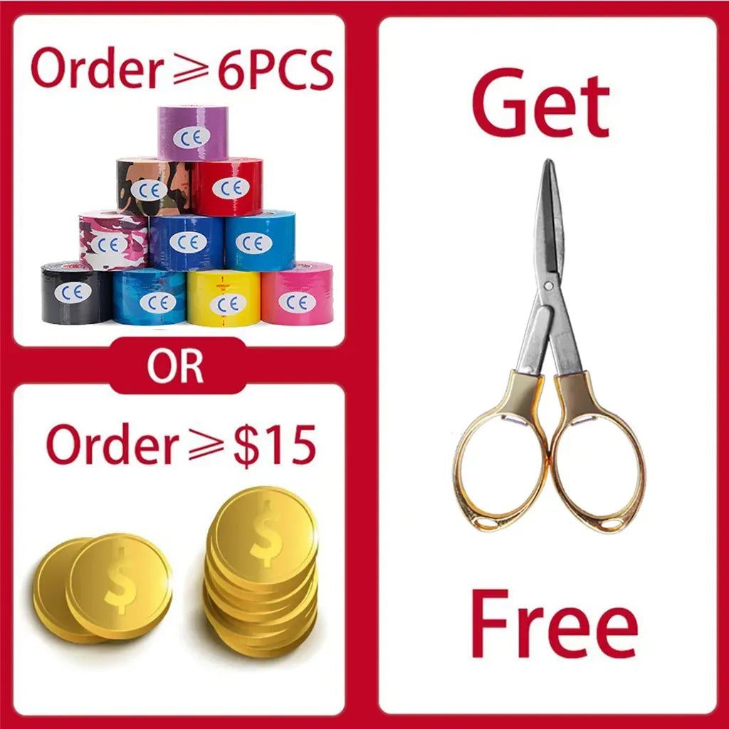 WorthWhile 5 Size Kinesiology Tape Athletic Recovery Self Adherent Wrap Taping Medical Muscle Pain Relief Knee Pads Protector