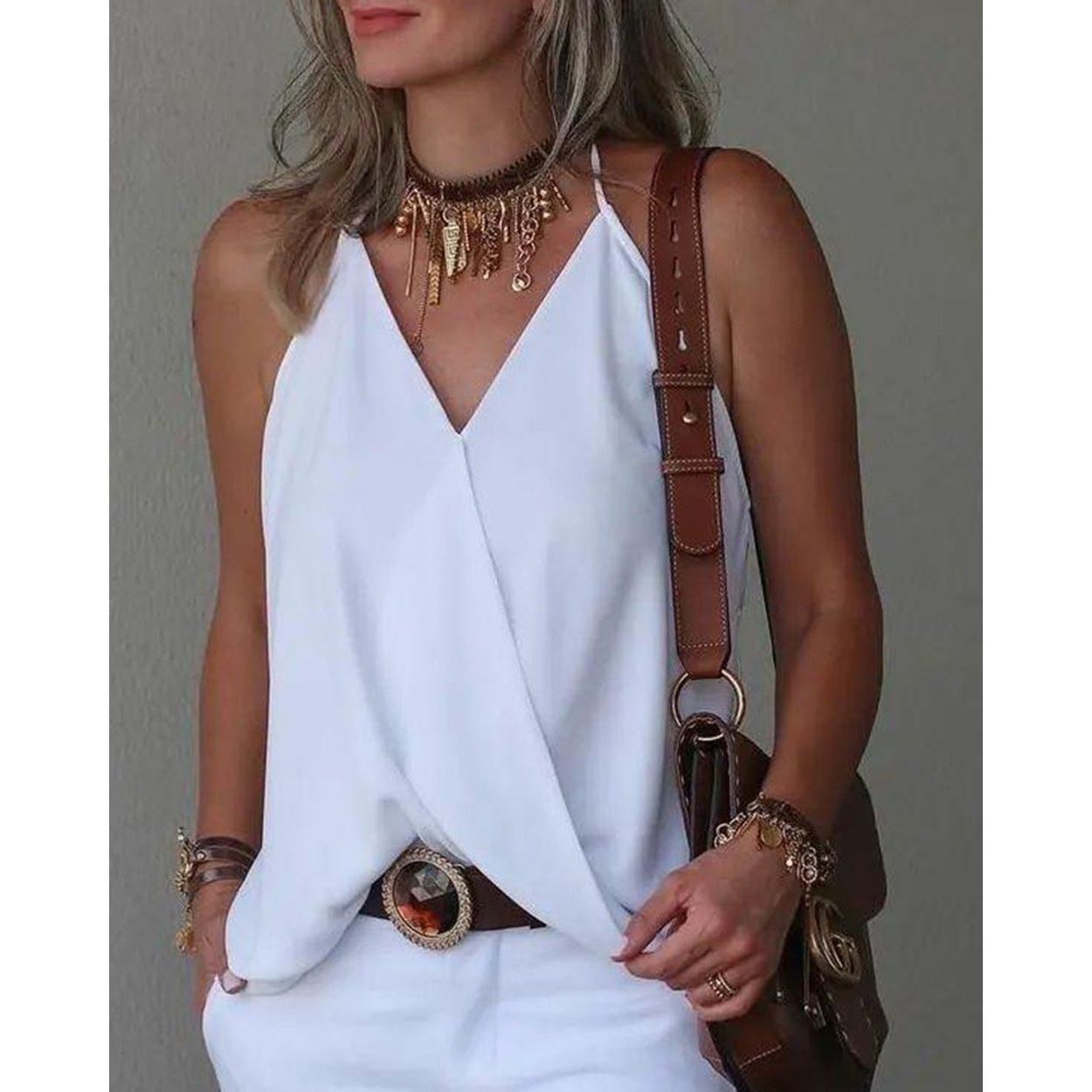 Loose Casual V-neck Bottoming Women's Top Vest - Jointcorp