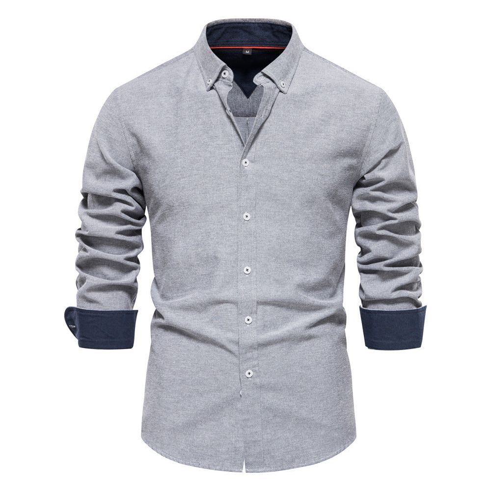 Men's Fashion Casual All-matching Solid Color Long-sleeved Top - Jointcorp