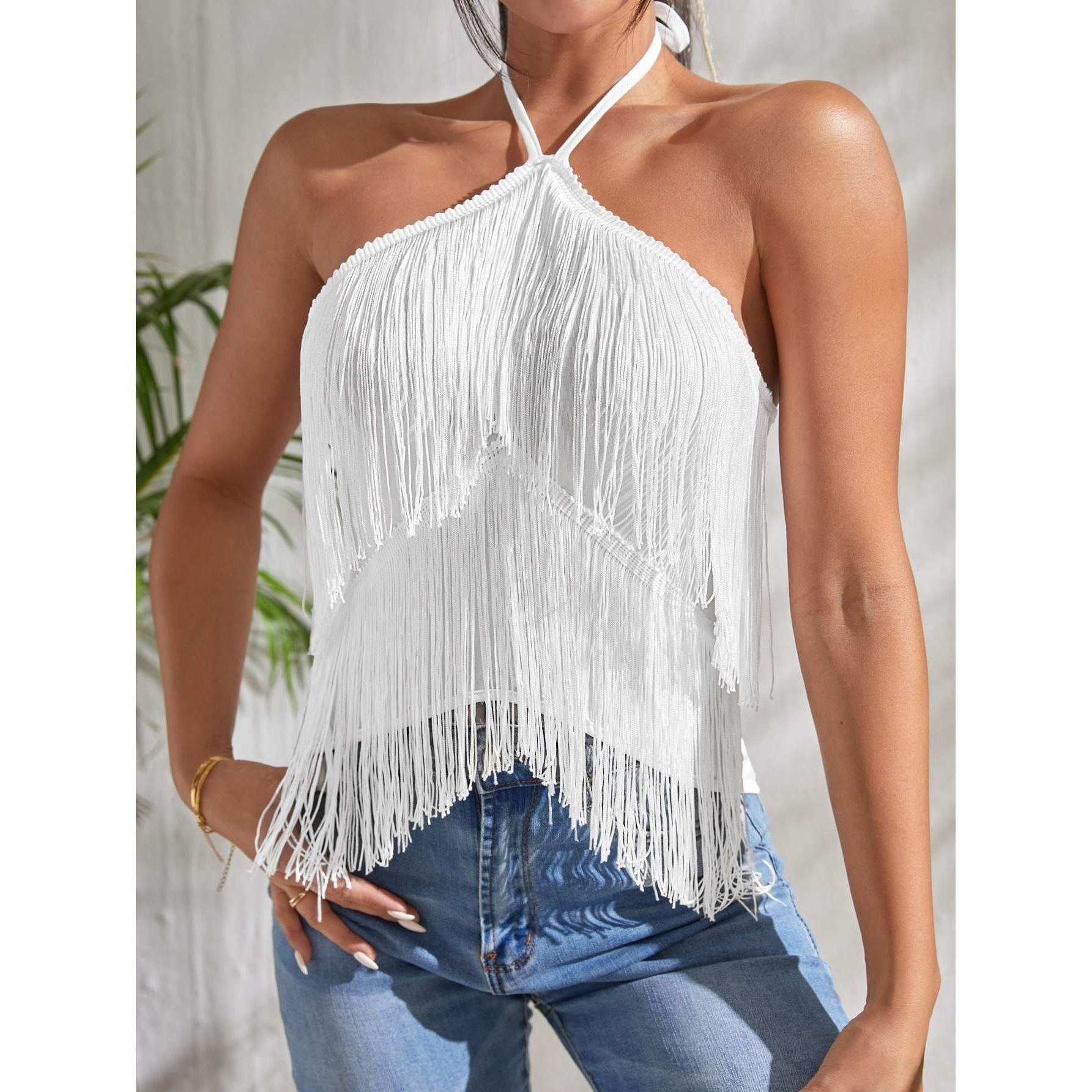 Sling Fashion Tassel Suspender Halter Top