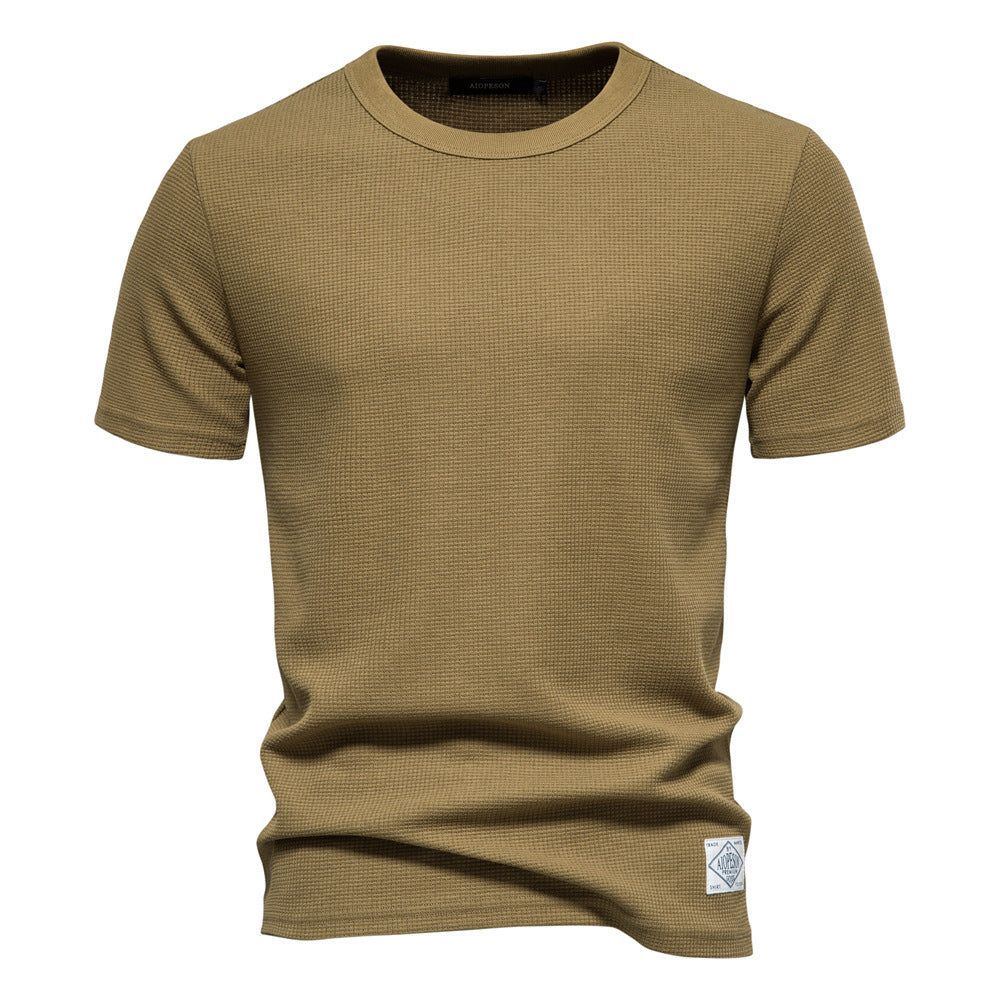 Men's Fashion Casual Waffle Round Neck Bottoming Shirt - Jointcorp
