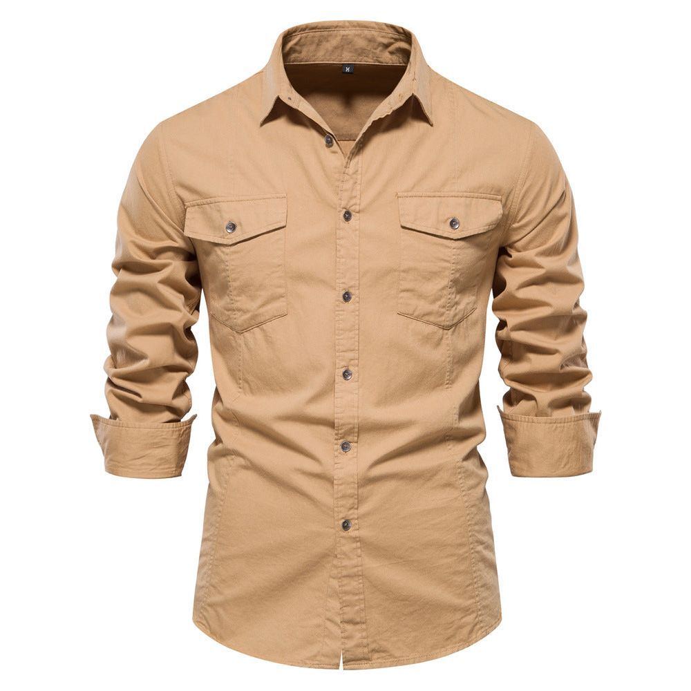 Men's Fashion Casual Solid Color Long Sleeve Shirt - Jointcorp