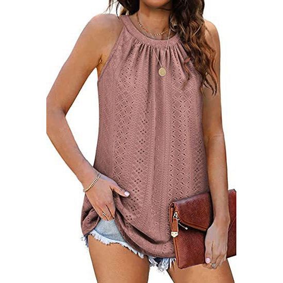 New Women's Vest Shirt Loose High Collar Sleeveless Hollow Top