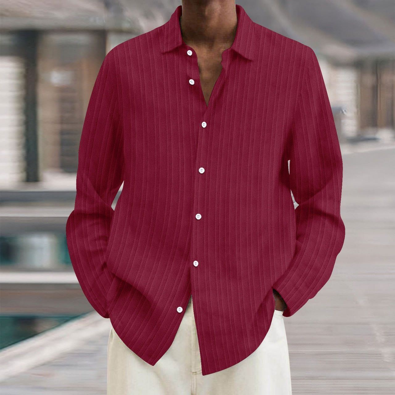 Four Seasons Long Sleeve Lapel Loose Button Shirt