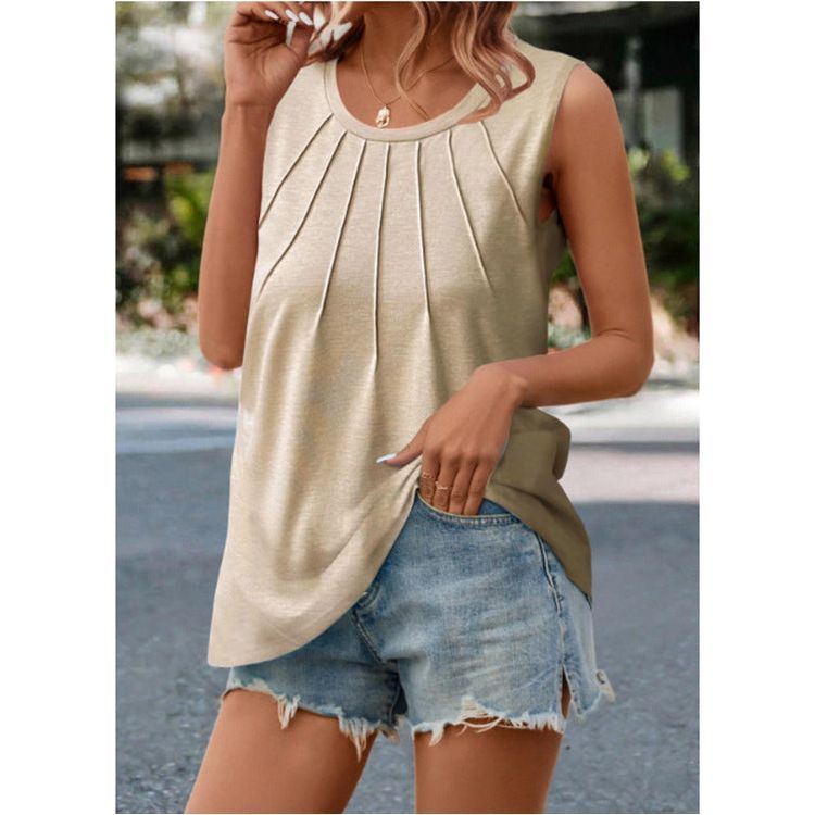 Women's Toothpick Round Neck Sleeveless Vest T-shirt - Jointcorp