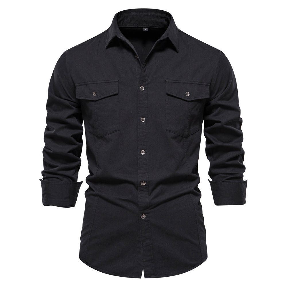 Men's Fashion Casual Solid Color Long Sleeve Shirt - Jointcorp
