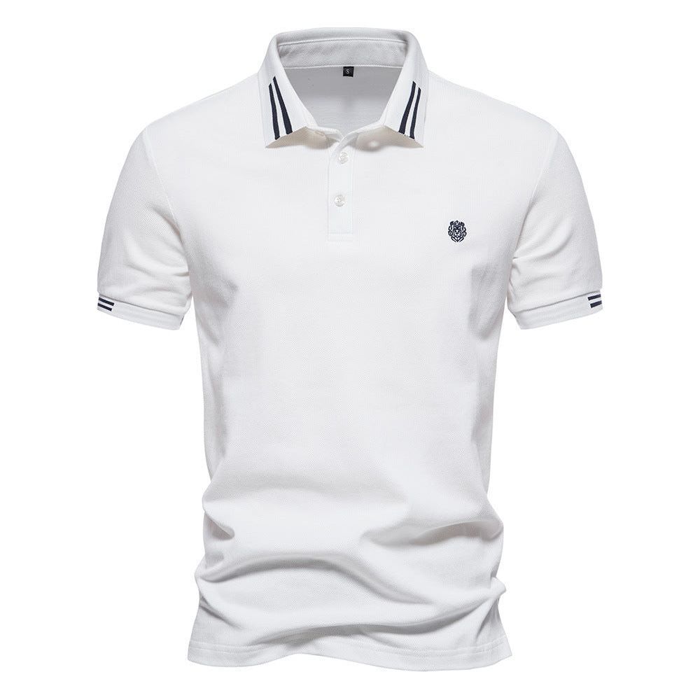 Men's Fashion Casual Polo Collar Striped Design Short Sleeve Top - Jointcorp
