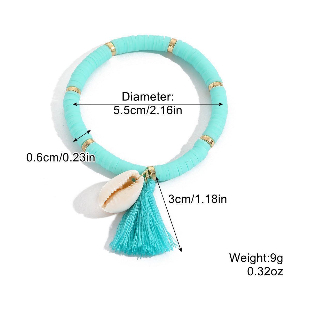 Multicolored Tassel Polymer Clay Shell Bohemian Bracelet - Jointcorp