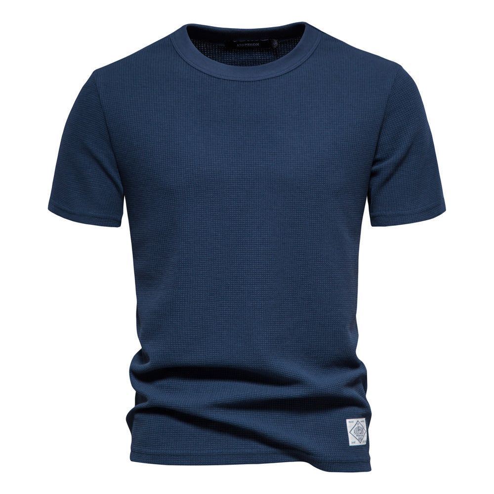 Men's Fashion Casual Waffle Round Neck Bottoming Shirt - Jointcorp