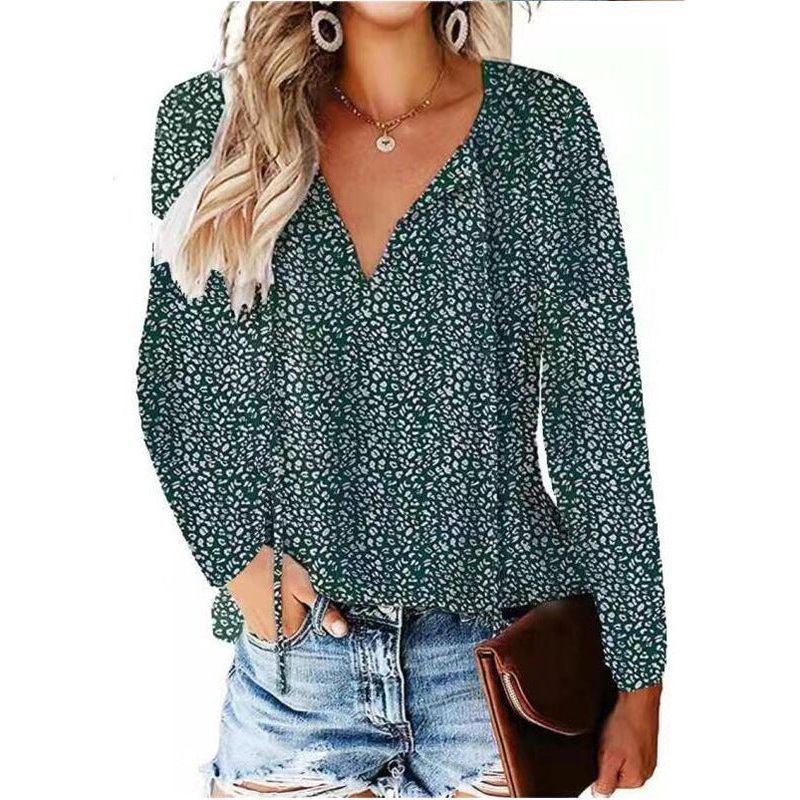 Floral Casual V-neck Chiffon Shirt Loose And Simple