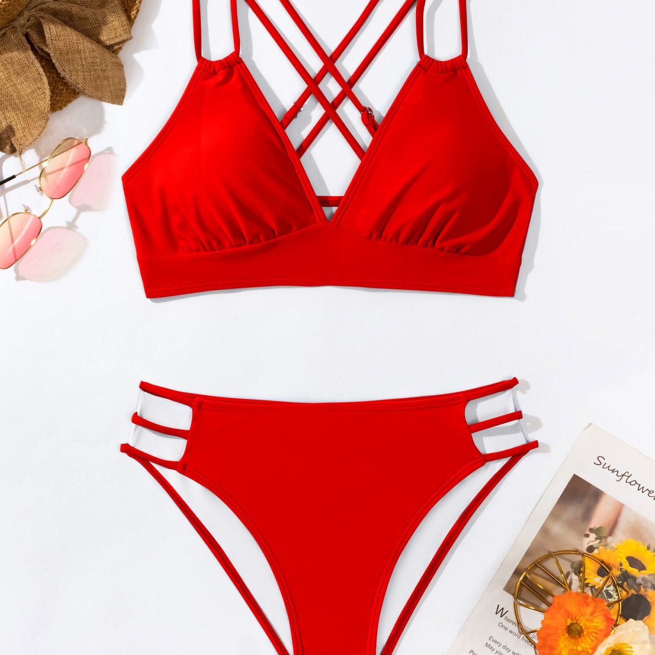 V-neck Halter Bikini Split Swimsuit