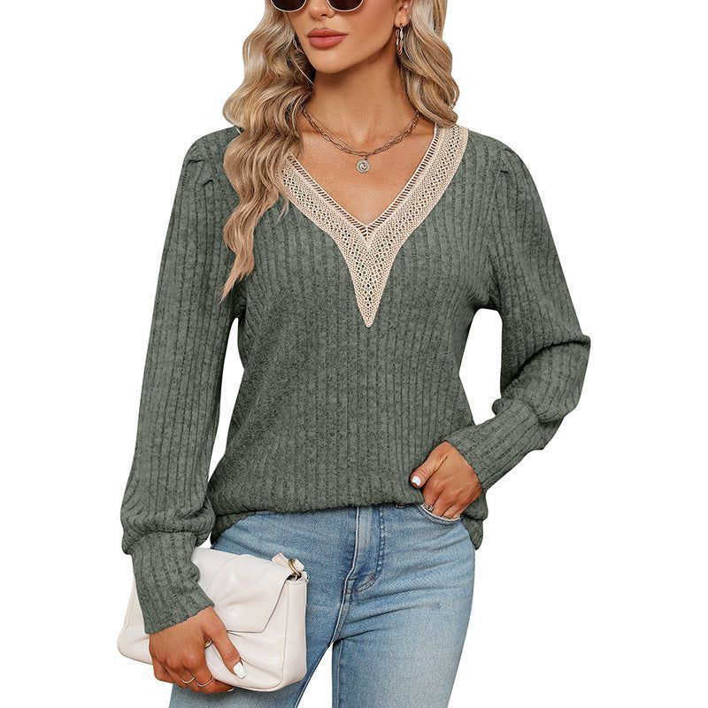 Sunken Stripe Brushed Loose Long-sleeved T-shirt