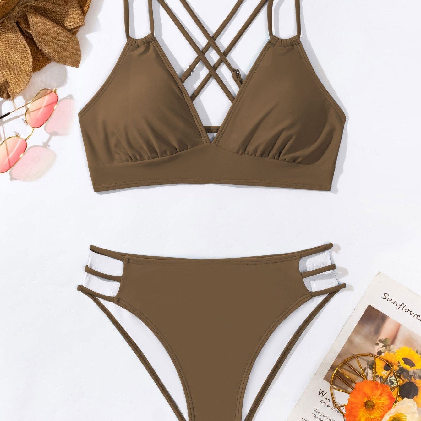 V-neck Halter Bikini Split Swimsuit
