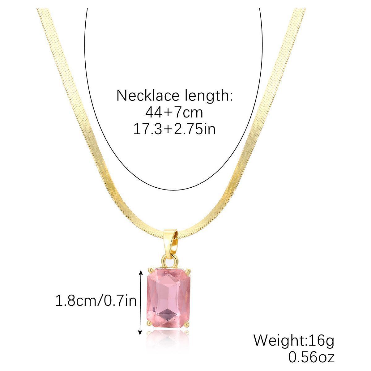 Women's Fashion Simple Color Crystal Pendant Love Necklace
