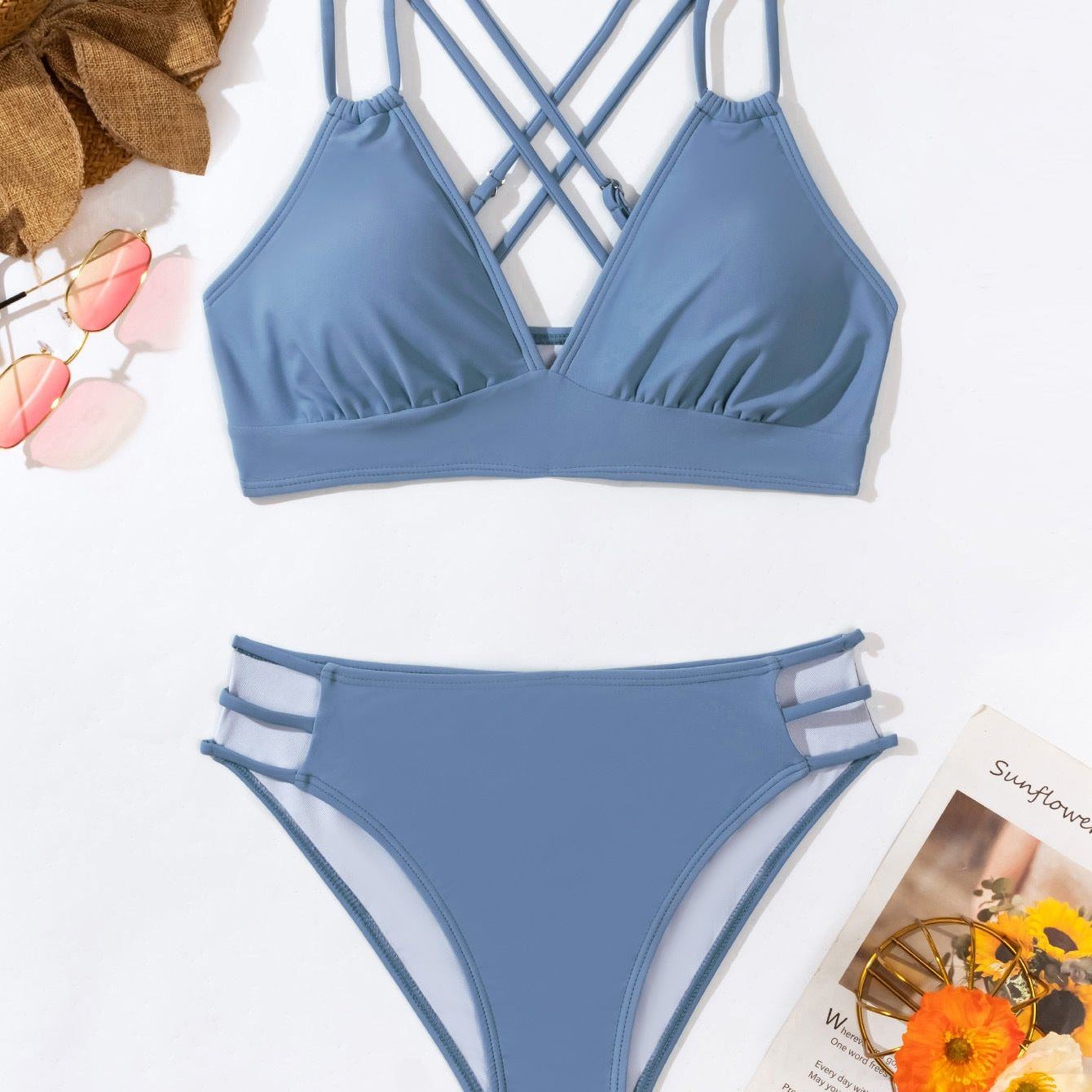 V-neck Halter Bikini Split Swimsuit