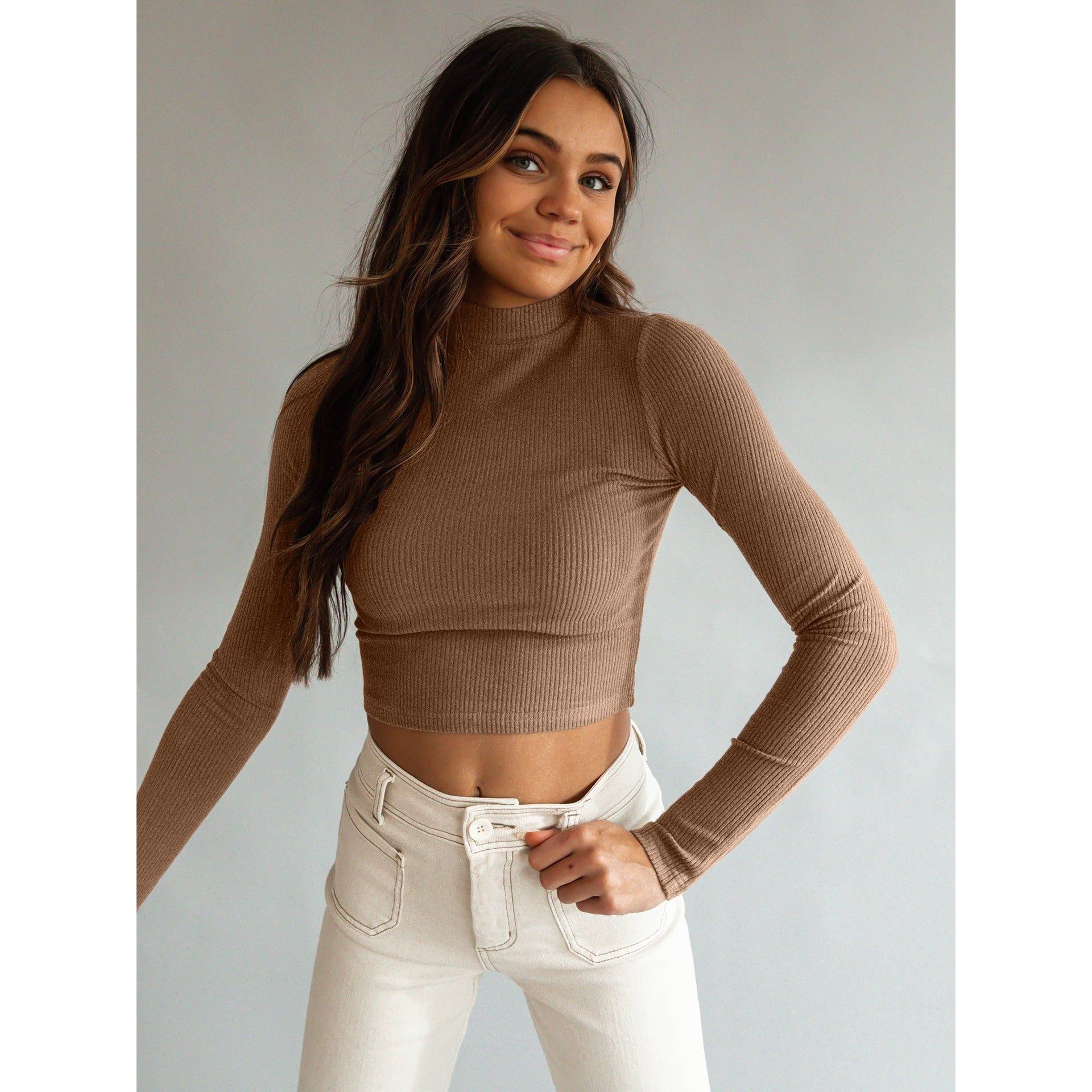 Women's Fashion Casual Bottoming Tight T-shirt Knitwear