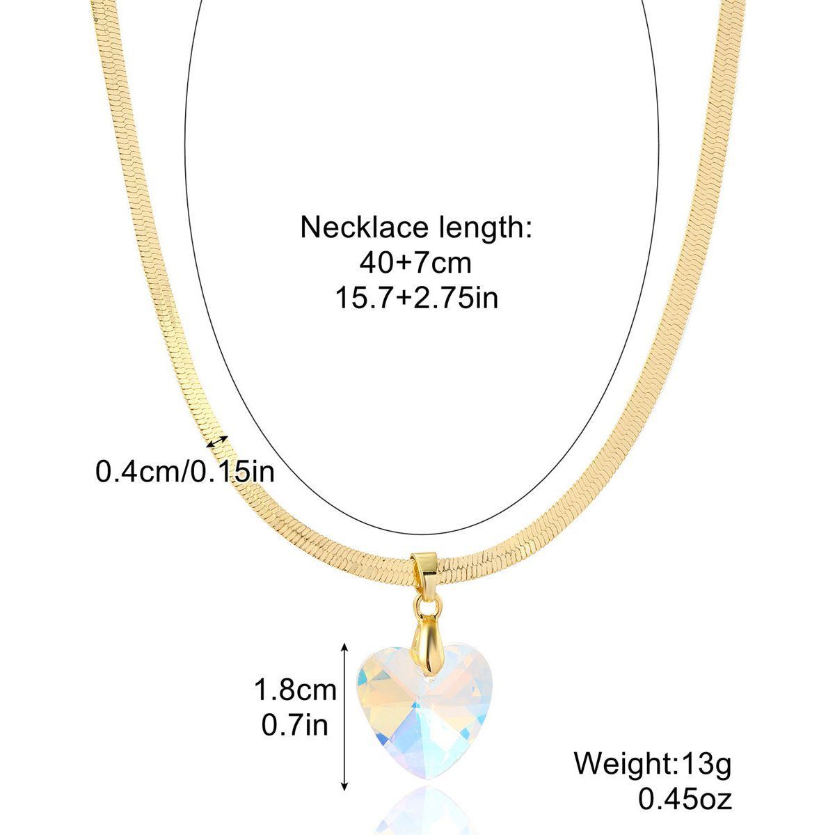 Women's Fashion Simple Color Crystal Pendant Love Necklace - Jointcorp