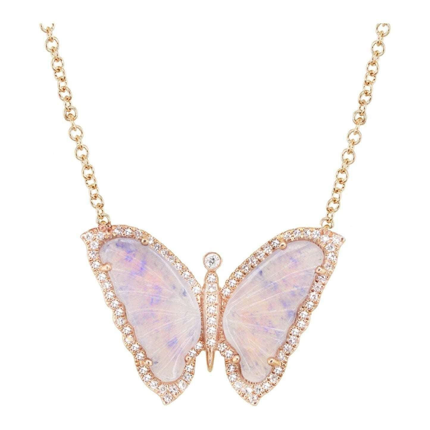 Acrylic Small Butterfly Oil Dripping Full Zirconium Necklace - Jointcorp