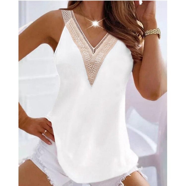 Fashion V-neck Sleeveless Simple Summer Solid Color Vest
