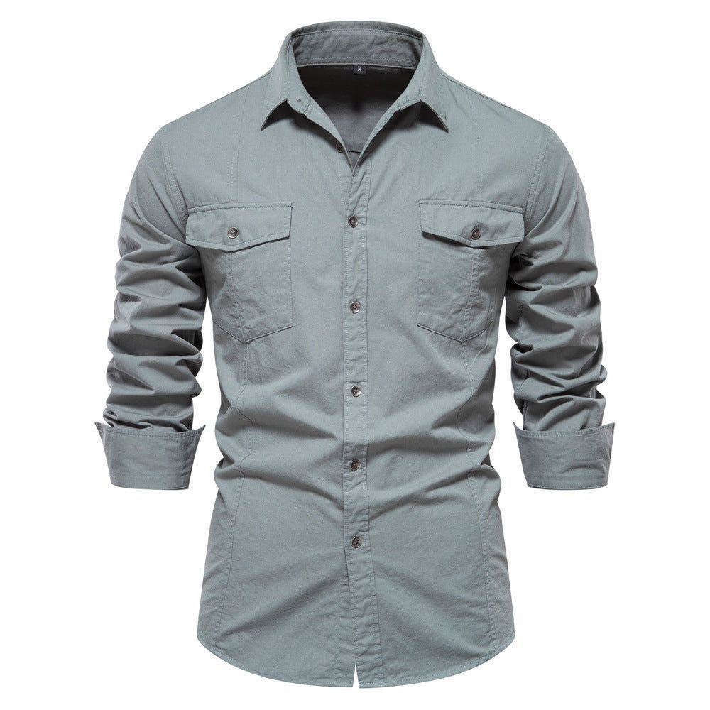 Men's Fashion Casual Solid Color Long Sleeve Shirt - Jointcorp