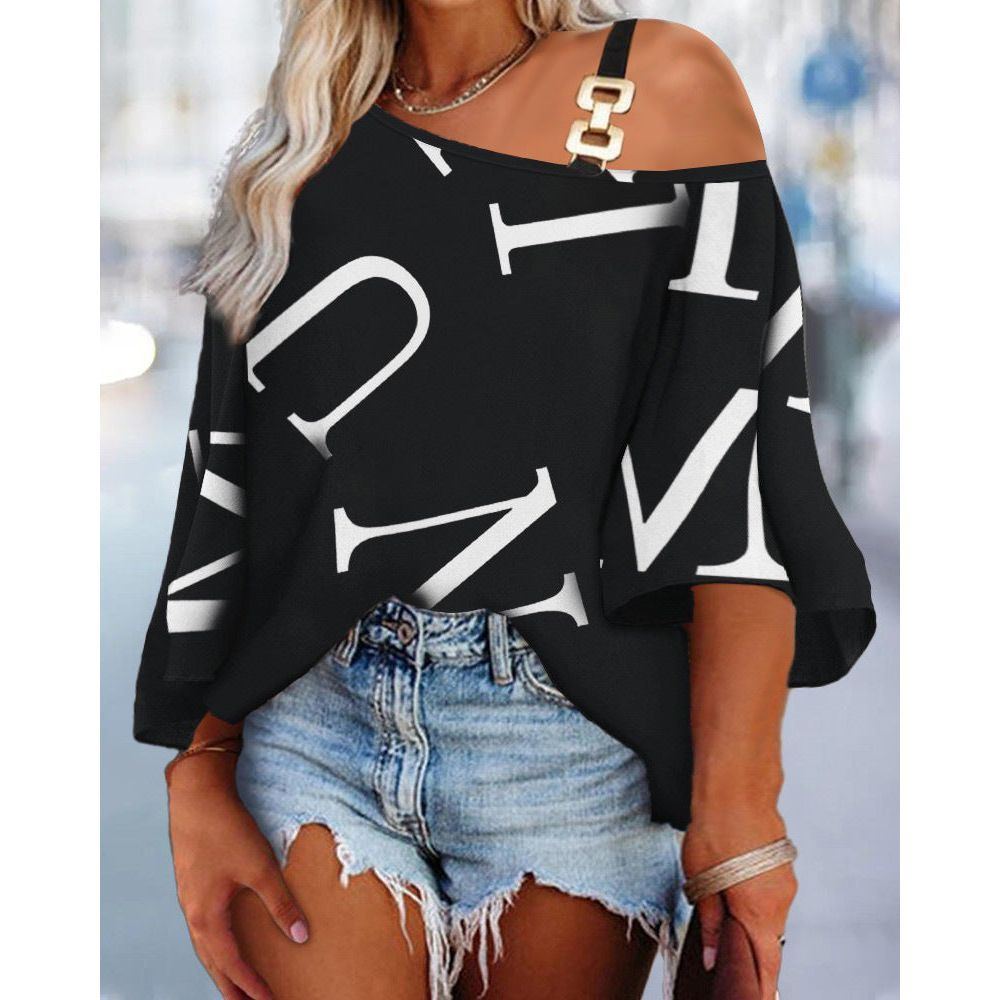 Women's Patchwork Loose Casual Top Printed T-shirt