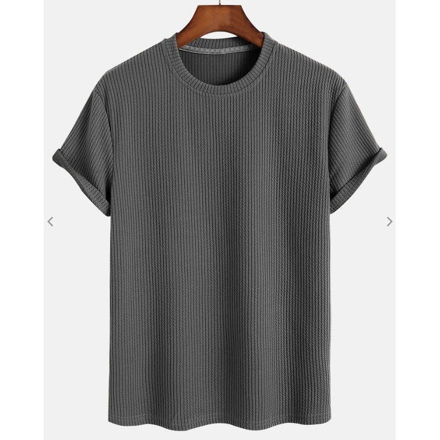 Men's Fashion Solid Color Loose Round Neck T-shirt - Jointcorp