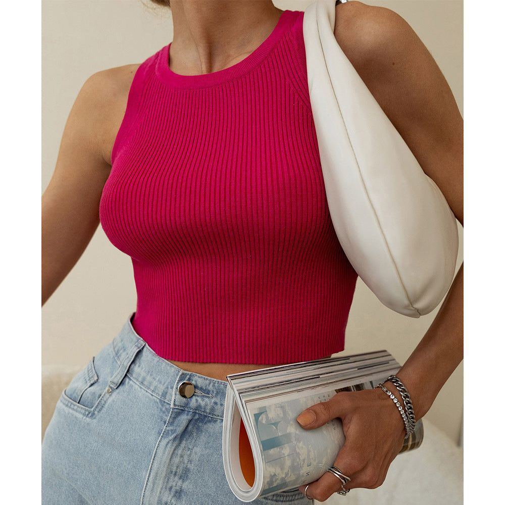 Women's Fashion Temperament Pure Color Slim Thread Inner Wear Blouse