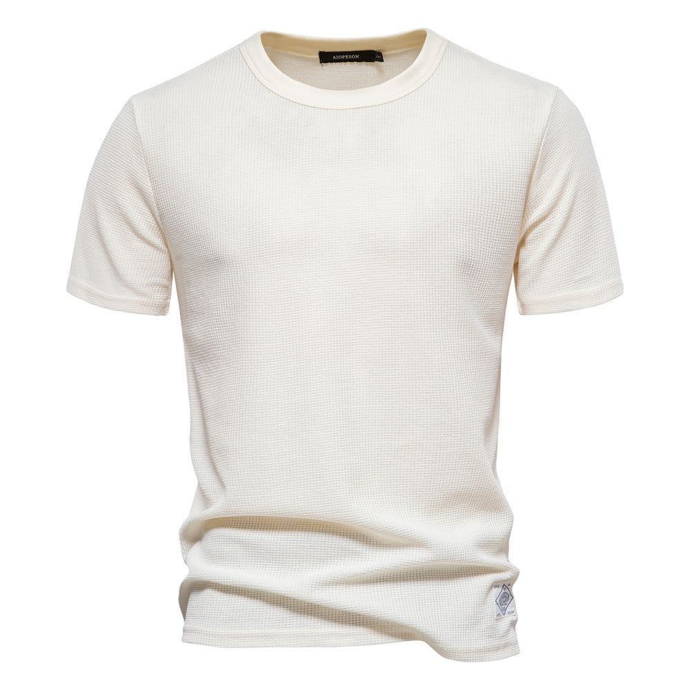 Men's Fashion Casual Waffle Round Neck Bottoming Shirt - Jointcorp